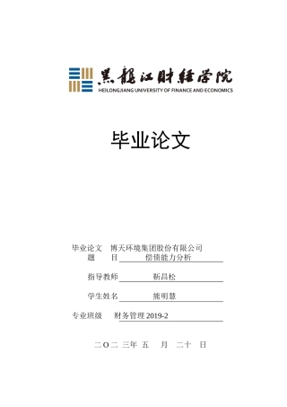 23年WP财务管理-博天环境集团股份有限公司偿债能力分析-2019510842-熊明慧.docx