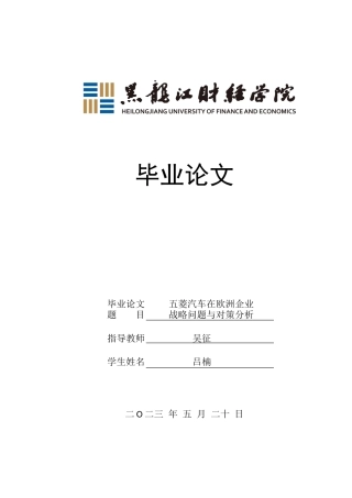 23年WP国际商务-五菱汽车在欧洲企业战略问题与对策分析-2019512544-吕楠.doc