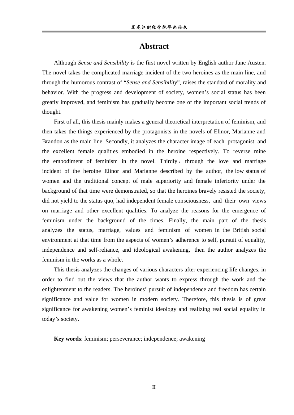 23年WP英语-An Analysis of Feminism in Sense and  Sensibility-2019511261-杨茸.doc_第3页