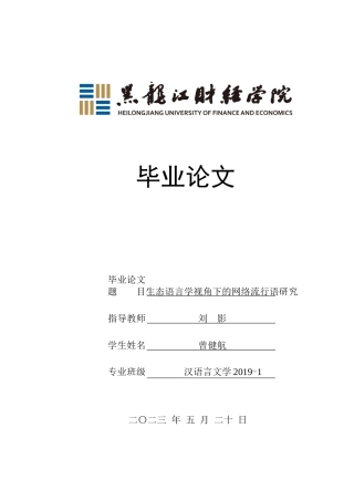 23年WP汉语言文学-生态语言学视角下的网络流行语研究-2019511285-曾健航.doc