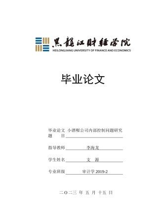 23年WP审计学-小酒喔公司内部控制存在的问题及对策-2019510485-支源.docx