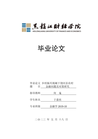 23年WP金融学-乡村振兴视阈下饶河县农村金融问题及对策研究-2019511598-于嘉欣.doc