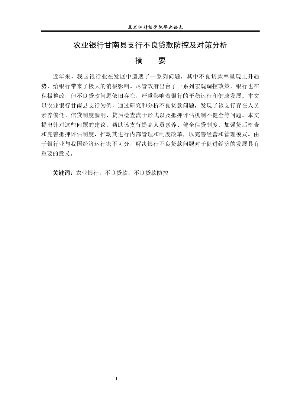 23年WP金融学-农业银行甘南县支行不良贷款防控及对策分析-2019510428-梁伟.docx_第2页