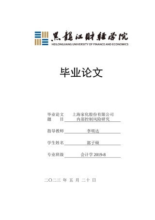 23年WP会计学-上海家化股份有限公司内部风险控制分析-2019510985-郭子硕.docx