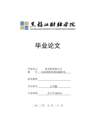 23年WP会计学-青岛特锐德公司全面预算管理问题研究-2019512934-王兴瀚.docx