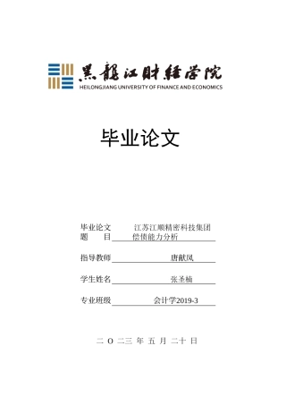 23年WP会计学-江苏江顺精密科技集团偿债能力分析-2019511910-张圣楠.doc