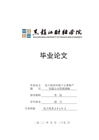 23年WP电子商务-电子商务环境下正果特产有限公司营销策略-2019511932-胡月.docx