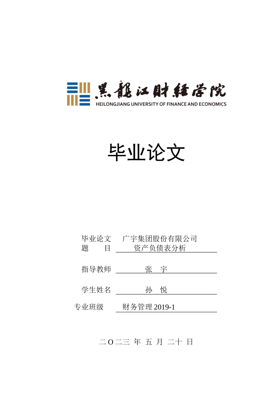 23年WP财务管理-广宇集团股份有限公司资产负债表分析-2019512236-孙悦.docx_第1页