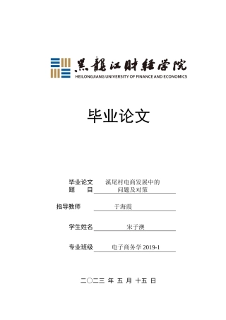 23年WP电子商务-《 溪尾村电商发展中的问题及对策 》-2019511001-宋子澳.docx