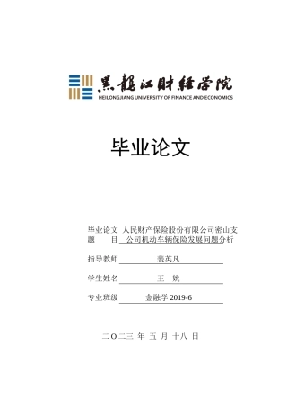 23年WP金融学-人民财产保险股份有限公司密山支公司商业保险发展问题研究-2019513119-王姚.docx