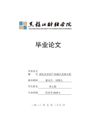 23年WP经济学-绥化市农村产业融合发展分析-2019511425-朱心茹.doc