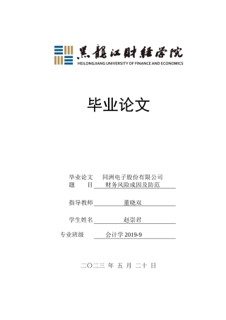 23年WP会计学-同洲电子股份有限公司财务风险成因及防范-2019512539-赵崇君.docx
