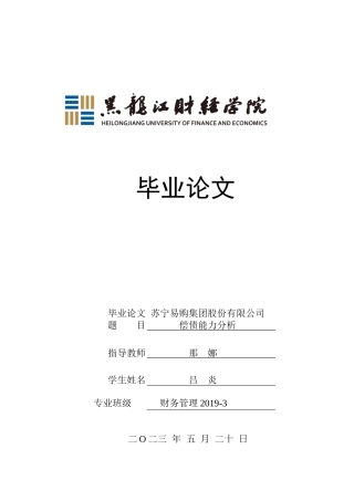 23年WP财务管理-苏宁易购集团股份有限公司偿债能力分析-2019513223-吕炎.docx