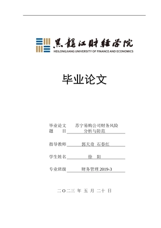 23年WP财务管理-苏宁易购公司财务风险分析与防范-2019512674-徐阳.docx