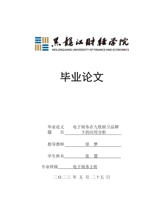 23年WP电子商务-电子商务在九牧厨卫品牌下的应用分析-2019510498-张慧.doc