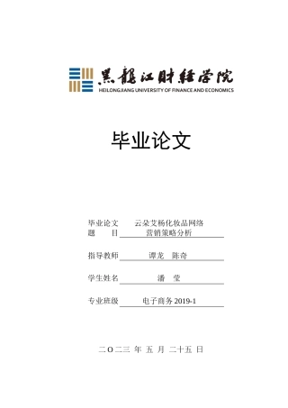 23年WP电子商务-云朵艾杨化妆品网络营销策略分析-2019510481-潘莹.docx