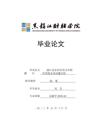 23年WP金融学-通江县农村信用合作联社贷款业务问题分析-2019511205-刘芸.docx