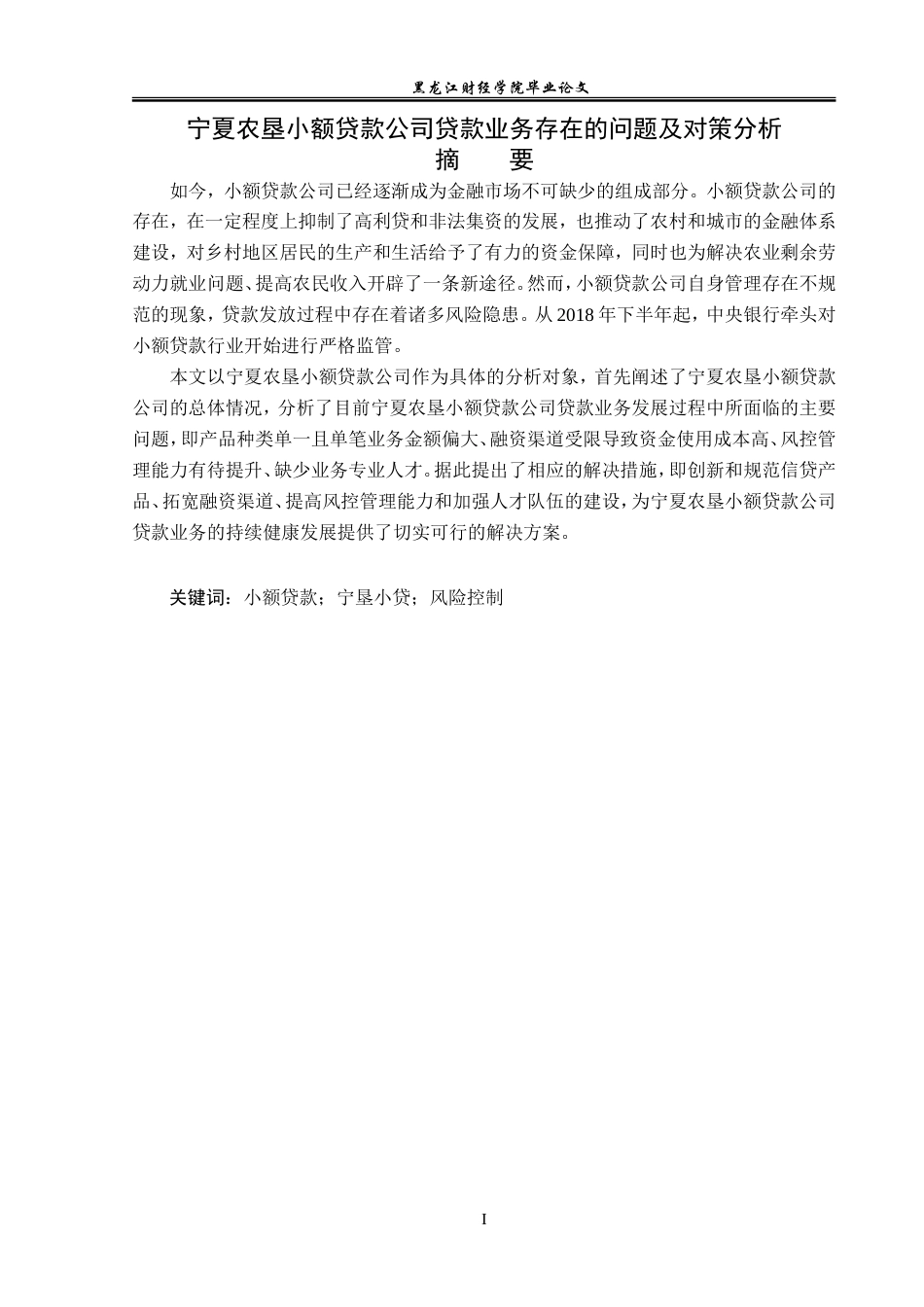 23年WP金融学-宁夏农垦小额贷款公司贷款业务存在问题及对策分析-2019510735-韩思颖.doc_第2页