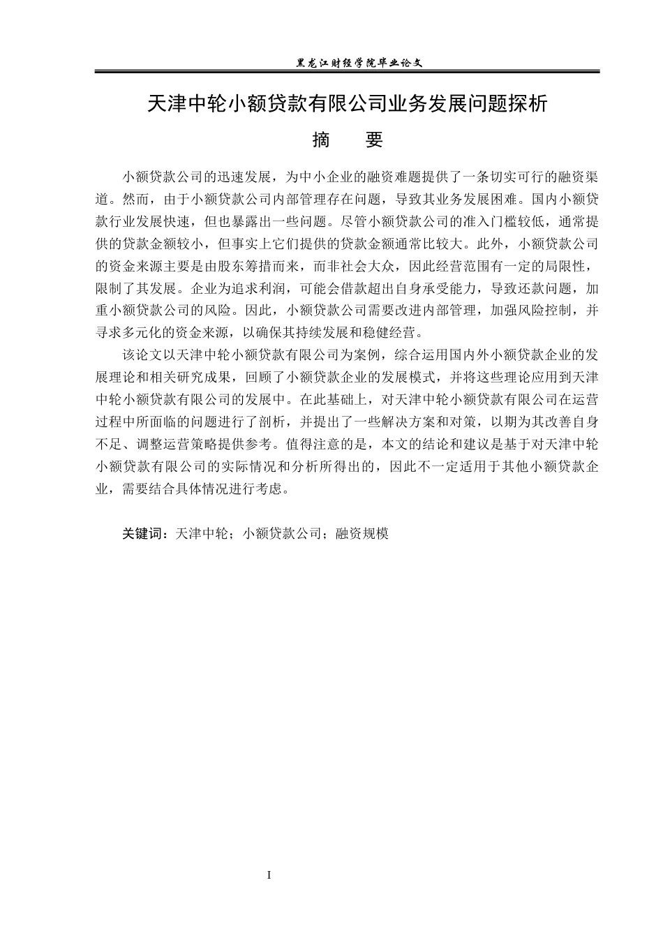 23年WP金融学-天津中轮小额贷款有限公司业务发展问题探析-2019510703-高浩航.docx_第2页