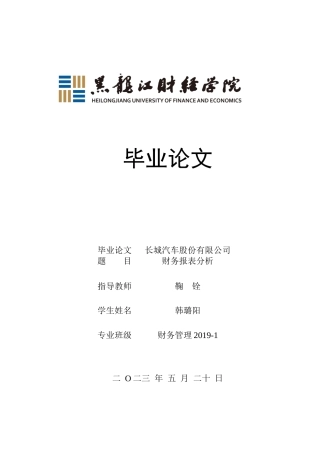23年WP财务管理-长城汽车股份有限公司财务报表分析-2019512875-韩璐阳.docx