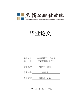 23年WP审计学-电商环境下三只松鼠审计风险防范研究-2019511169-冯跃龙.docx