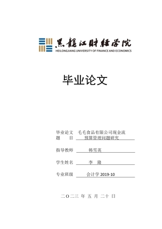 23年WP会计学-毛毛食品有限公司现金流预算管理问题研究-2017512252-李隆.docx