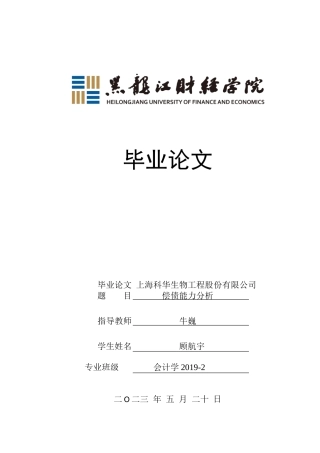 23年WP会计学-上海科华生物工程股份有限公司偿债能力分析-2019510466-顾航宇-附件.doc