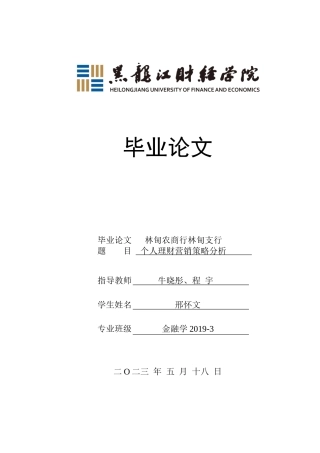 23年WP金融学-林甸农商行林甸支行个人理财营销策略分析-2019512887-邢怀文.docx