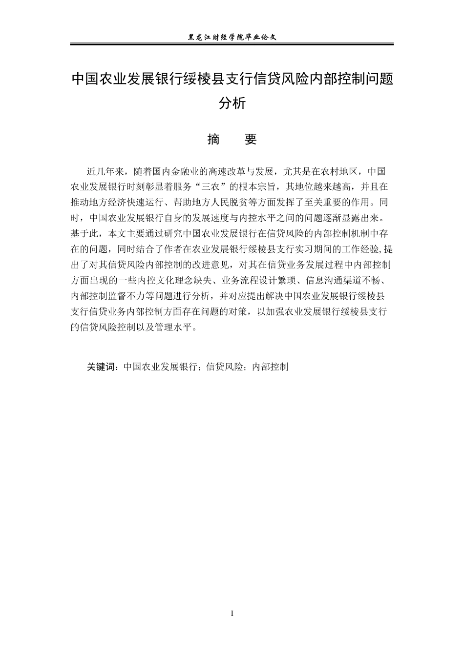 23年WP金融学-中国农业发展银行绥棱县支行信贷风险内部控制分析-2019512938-孙可.docx_第2页