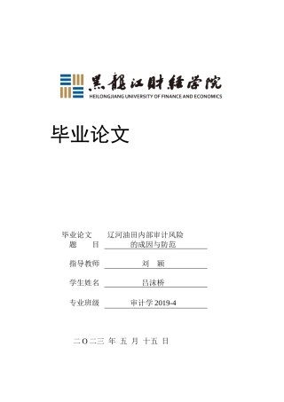 23年WP审计学-辽河油田内部审计风险的成因与防范-2019510614-吕沫桥.docx