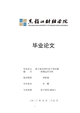 23年WP电子商务-基于淘宝网中电子琴店铺商城运营分析-2019511551-田鹏.docx