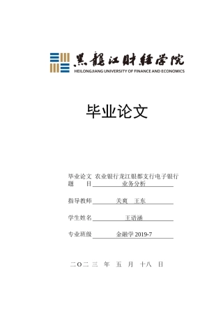 23年WP金融学-农业银行龙江银都支行电子银行业务分析-2019512187-王语涵.docx