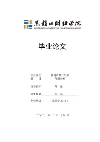 23年WP金融学-林甸农商行发展问题分析-2019512754-李畅.docx