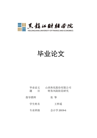 23年WP会计学-山西焦化股份有限公司财务风险防范研究-2019511941-王梓遥.docx