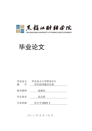 23年WP审计学-华北电力大学财务审计存在的问题及对策-2019511830-高凡舒.docx