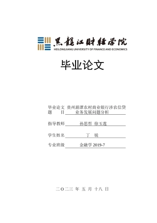 23年WP金融学-贵州湄潭农村商业银行涉农信贷业务发展问题分析-2019510861-丁锐.docx