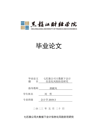 23年WP会计学-七匹狼公司大数据下会计信息化风险防范研究-2019512002-刘哲.docx