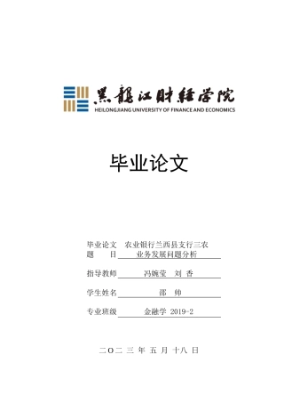 23年WP金融学-农业银行兰西县支行“三农”业务发展问题分析-2019512901-邵帅.docx