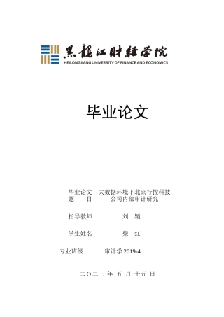 23年WP审计学-大数据环境下北京行控科技公司内部审计研究-2019510387-柴红.docx