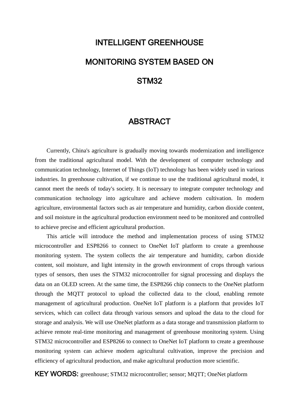 26年 基于STM32的智能温室监控系-约24389字符.doc_第2页