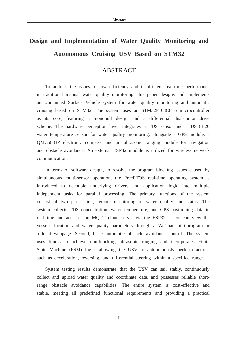 26年WH物联网工程 基于STM32的水质监测与自动巡航无人船的设计与实现3.39-AI58.64-约28451字符.doc_第4页