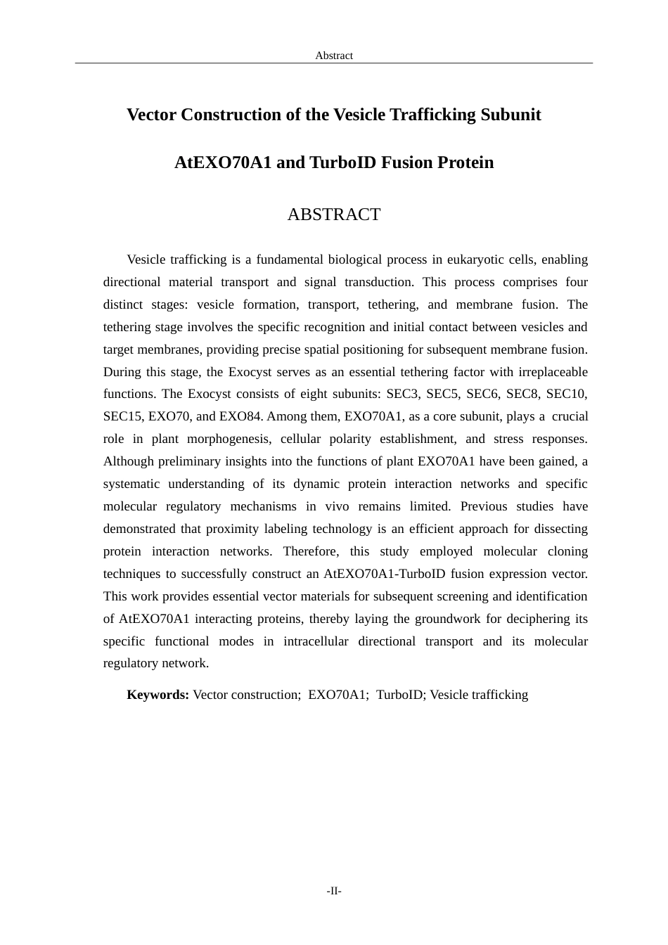 26年WH生物科学本科 囊泡运输亚基AtEXO70A1-TurboID表达载体的构建15.63-AI27.2-约15206字符.doc_第2页