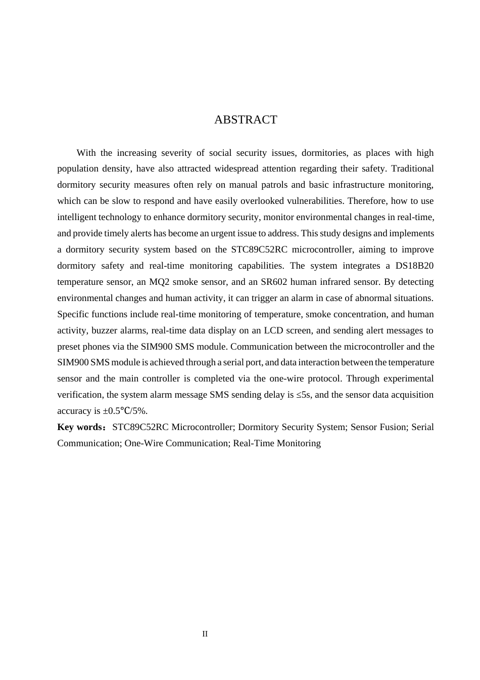 26年WH通信工程 基于单片机的宿舍安防系统设计8.31-AI4.53-约12695字符.docx_第2页