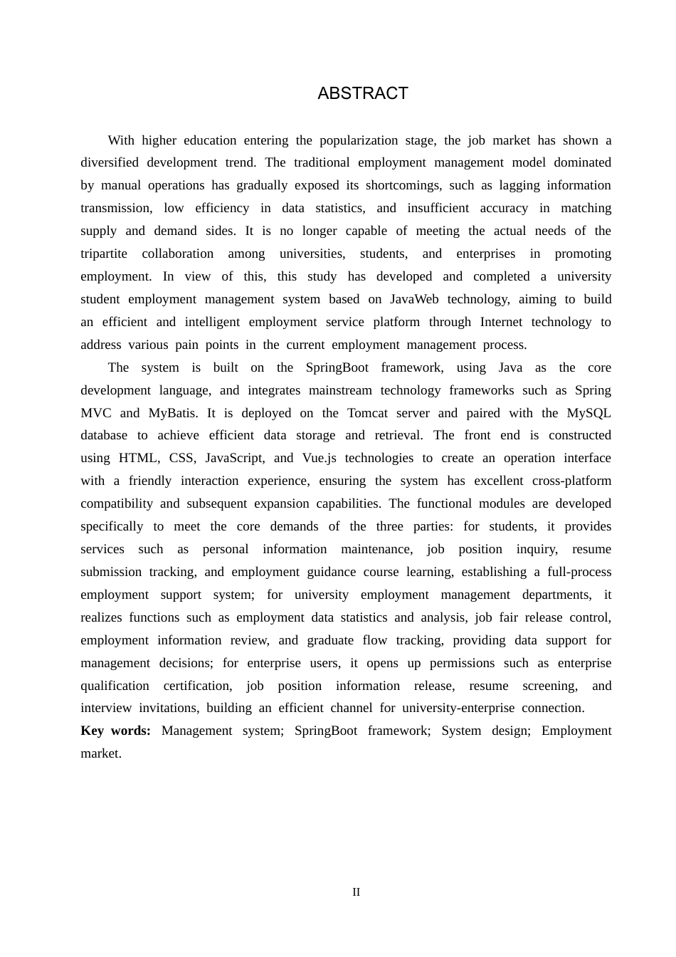26年WH计算机科学与技术 基于JavaWeb的高校学生就业管理系统的设计与实现9.3-AI7.0-约18029字符.docx_第2页