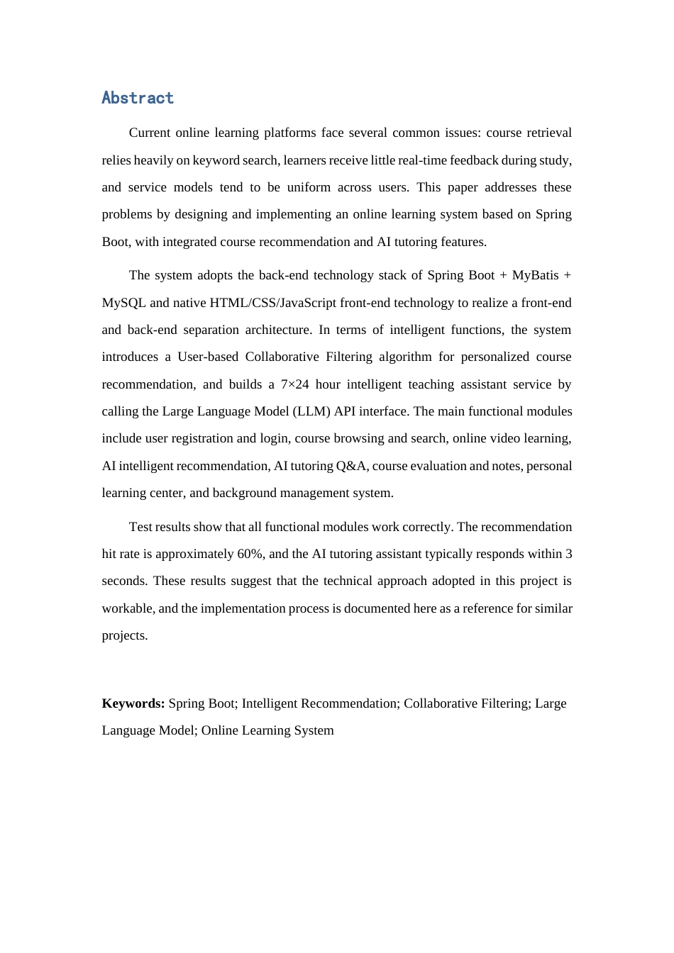 26年WH计算机科学与技术 基于Springboot的智能AI在线学习系统的设计与实现0.36-AI7.0-约14462字符.docx_第3页