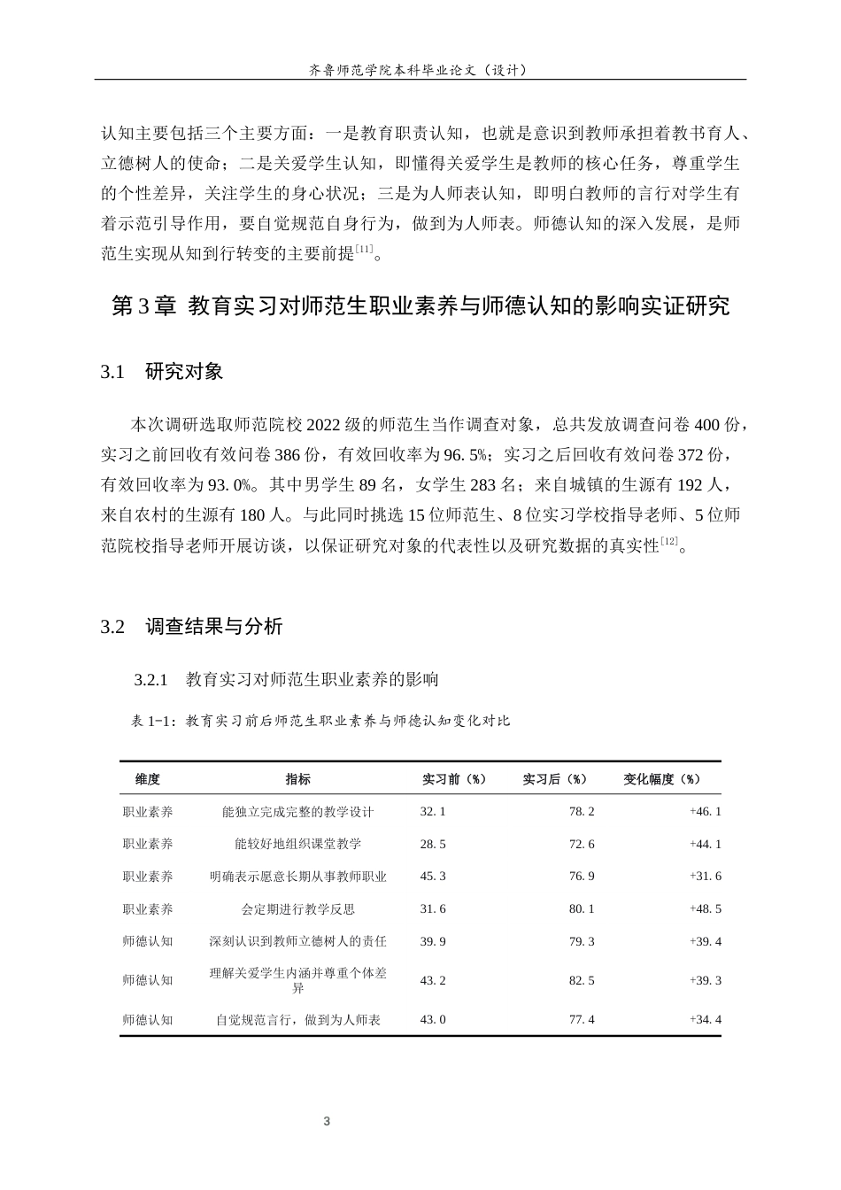 26年WH生物科学本科 教育实习对师范生职业素养与师德认知的影响研究7.57-AI6.48-约11405字符(10323字).docx_第7页