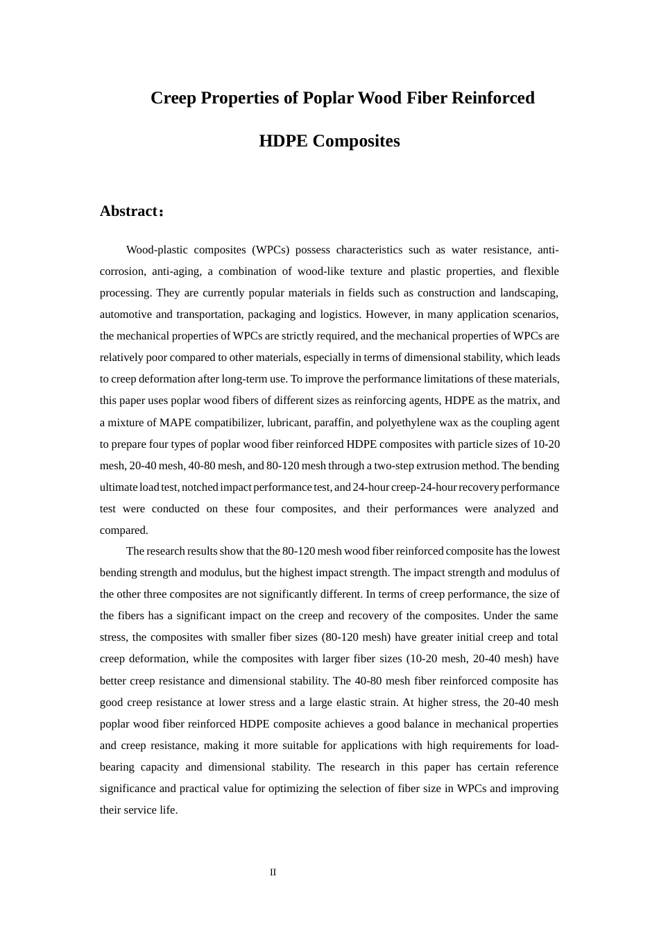 26年WH材料科学与工程 杨木纤维增强HDPE复合材料的蠕变性能21.24-AI24.97-约15579字符(13015字).docx_第4页