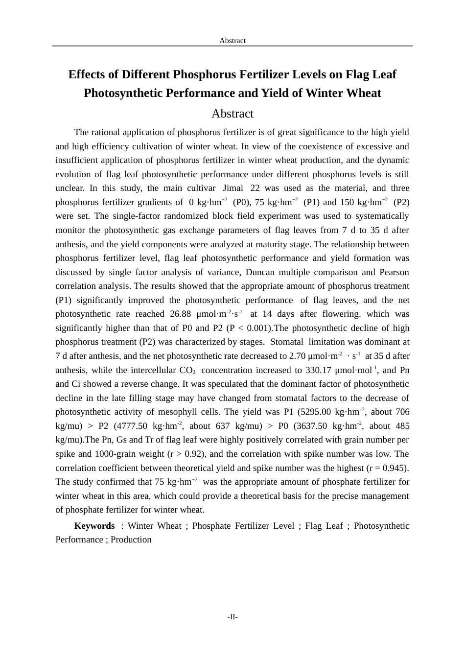 26年WH生物科学 不同磷肥水平对冬小麦旗叶光合性能及产量的影响8.59-AI5.77-约15146字符(13182字).docx_第2页