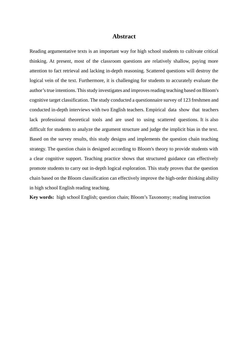26年WH26年WH英语 基于布鲁姆分类学的高中英语议论文阅读“问题链”设计研究1.6-AI28.77-约43652字符.docx_第2页