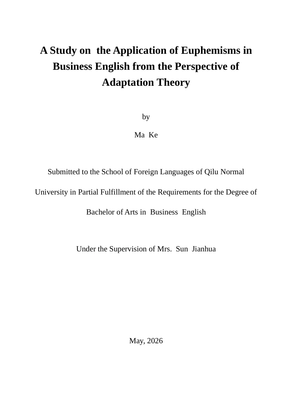 26年WH商务英语本科(跨境电商) A Study on the Application of Euphemisms in Business English from the Perspective of Adaptation Theory 顺应论视角下委婉语在商务英语中的应用研究6.19-AI30.98-约48452字符(9306字).docx_第1页